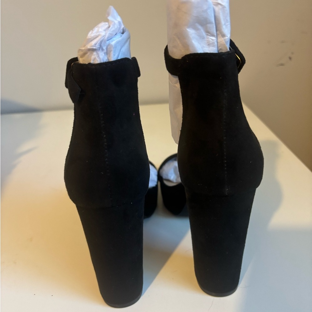 High Heels With Ankle Strap, Black Suede, Block Heel, Size 7 Dream Pairs - Picture 4 of 6
